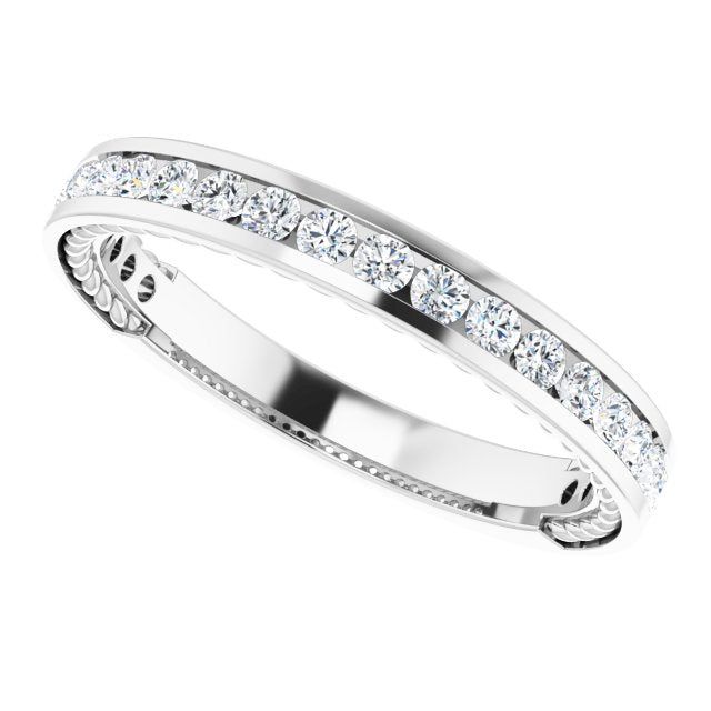 0.50 ct. Round Cut Diamond Wedding Band Channel Set Anniversary Ring-VIRABYANI